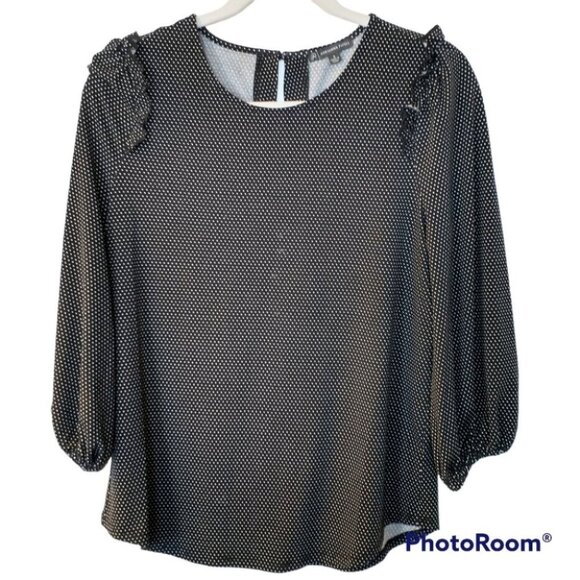 Women's Adrianna Papell Black and White Polka Dot Ruffle Blouse Size Small - Picture 1 of 11